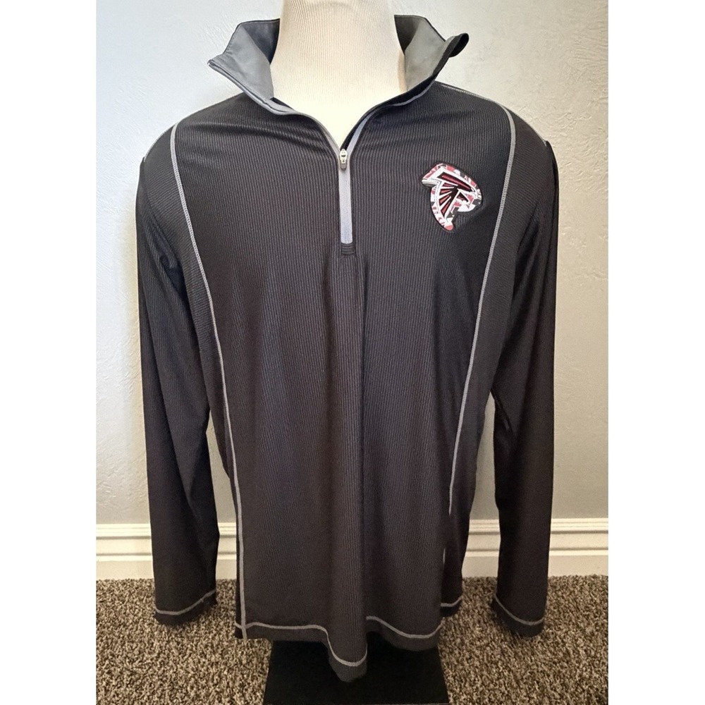 Antigua Atlanta Falcons Pullover Mens Large Black Football 1/4 Zip Stripped Logo